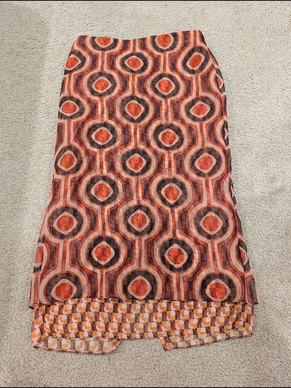 Zara Orange Midi Skirt (Dual Layer)